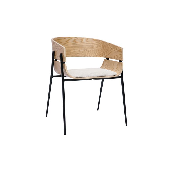 Miliboo - Chaise design bois clair et tissu chenille beige WESS Miliboo - Chaise design bois clair et tissu chenille beige WESS