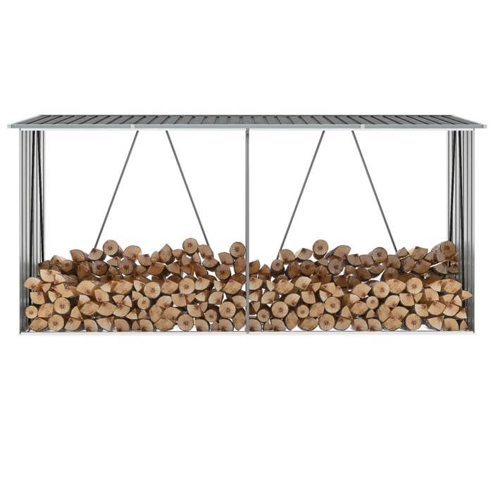 Lemon Abri de stockage de bois - VIDAXL - abri à bûches - Acier galvanisé 330x84x152 cm Gris CCL86736182