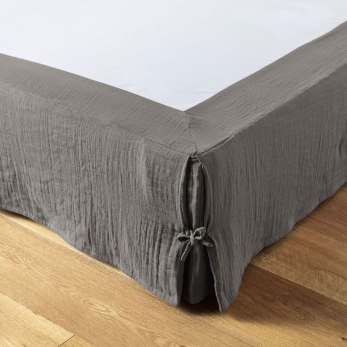 Cache sommier 140x190 cm Gaze de coton Granit Cache sommier 140x190 cm Gaze de coton Granit