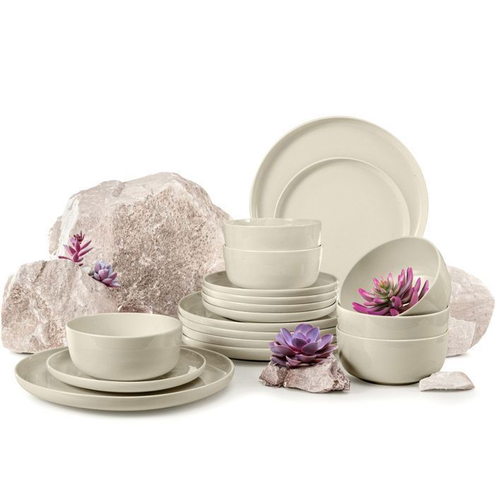 Service De Table Rose Pour 4 Personnes En Céramique, 16 Pièces De Luxe Avec Bord Doré, Service De Vaisselle Moderne Pour Mariage, Noël, Anniversaire De Mariage, Résistant Aux Fissures | Passe Au