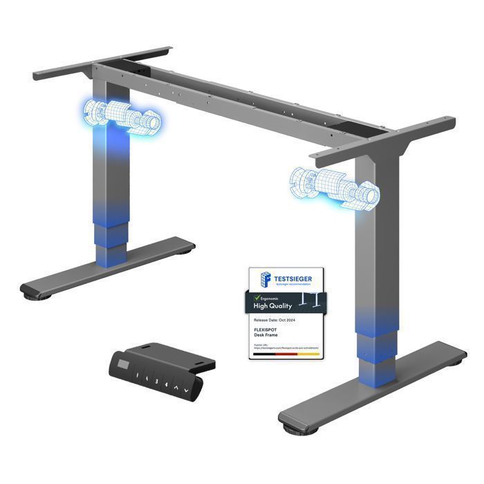 FlexiSpot Bureau Assis-Debout Électrique2 Moteurs3 ColonnesHauteur Réglable Charge 100 kg MémoireAnti-Collision Gris