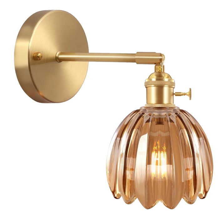 Diday Applique Murale Intérieur IndustrielE27 Lampe Murale Vintage en Verre avec Interrupteur Style Nordique pour CouloirAmbre