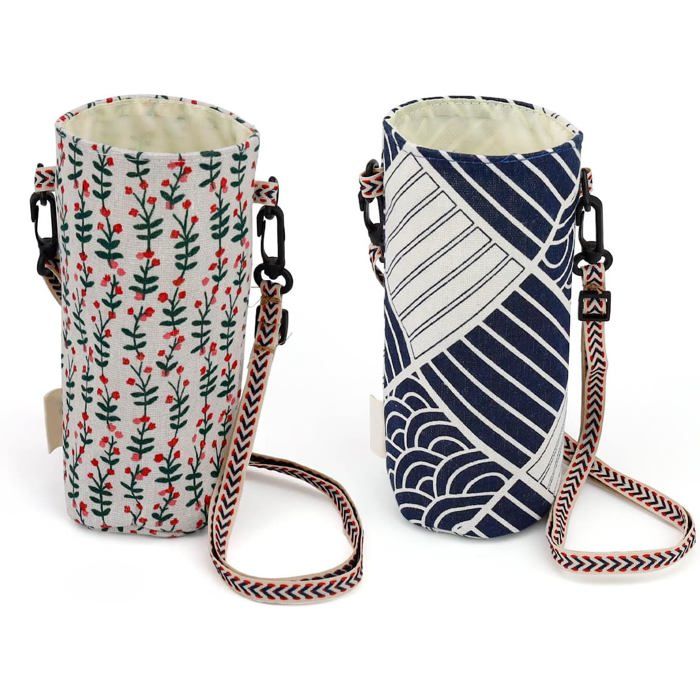 Porte-tasses - Multicolore - XKSBT - Bandoulière Réglable - Matériau en Toile de Lin - Diamètre 8cm