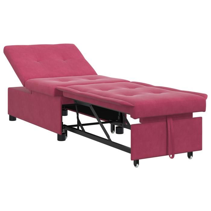 450778& Canapé-lit 3-en-1Lit banquetteconvertible Design extractible Bordeaux Velours
