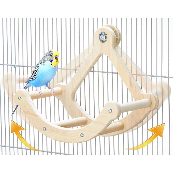 Meilleurs prix pour Ensemble de jouets interactifs pour oiseaux : perchoir à bascule roue dexercice en bois et puzzle dintelligence pour perroquetn