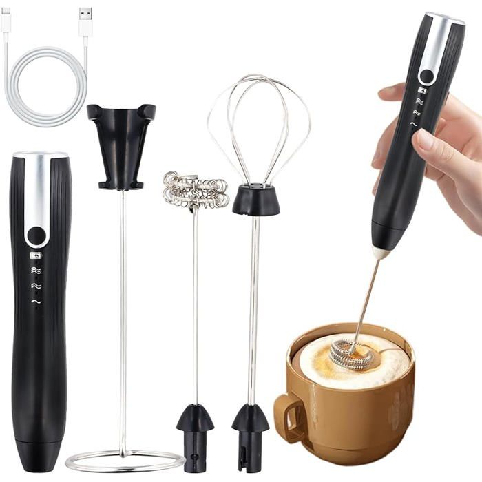 Mousseur à Lait Portable Kitchen – Fouet électrique Inox Pour Café – Batterie Incluse