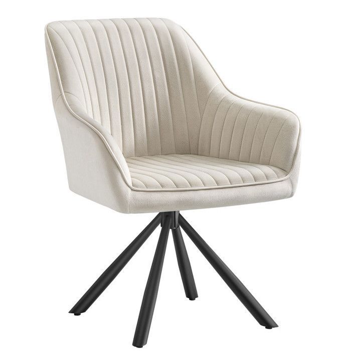Fauteuil de salon - Fauteuil Pivotant - SONGMICS - Velours - Accoudoirs - Beige Cappuccino et Noir