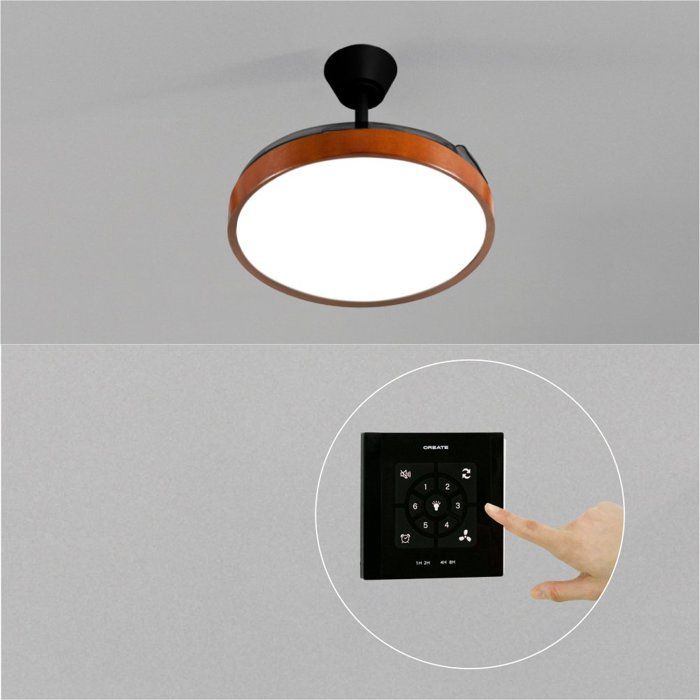 Ventilateur de plafond - Create - Avec lumière - Pales rétractables - LED 36W - Noir/Bois foncé - Create