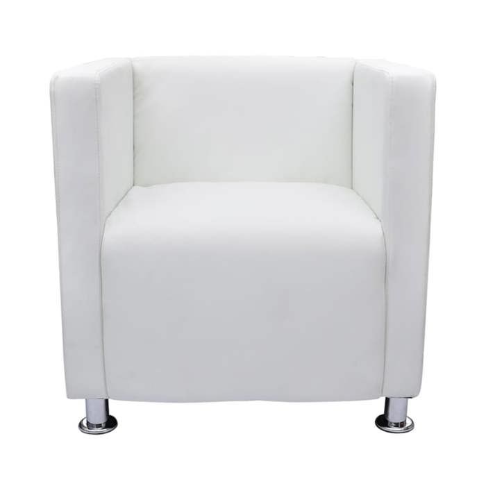 Fauteuil cube blanc simili cuir - 71x54x69 cm &prime455018