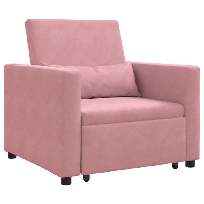 CHIC Canapé Lit Simple Rose clair 90 x 165 x 87 cm Velours - 90.0x165.0x87.0 cm 302373 S11