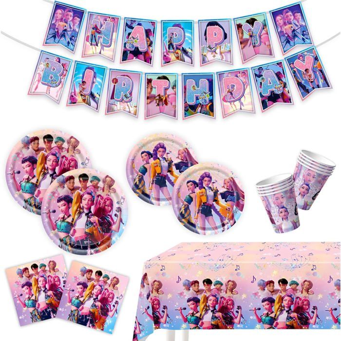 Vaisselle de fête - ULISEM - Kit anniversaire - Multicolore - 42 pièces - Écologique