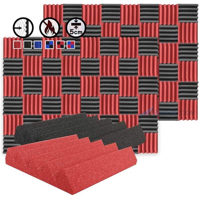 Panneaux Mousse Acoustiques Polyuréthane 25x25x5cm Noir&Rouge, Lot 96 — free download
