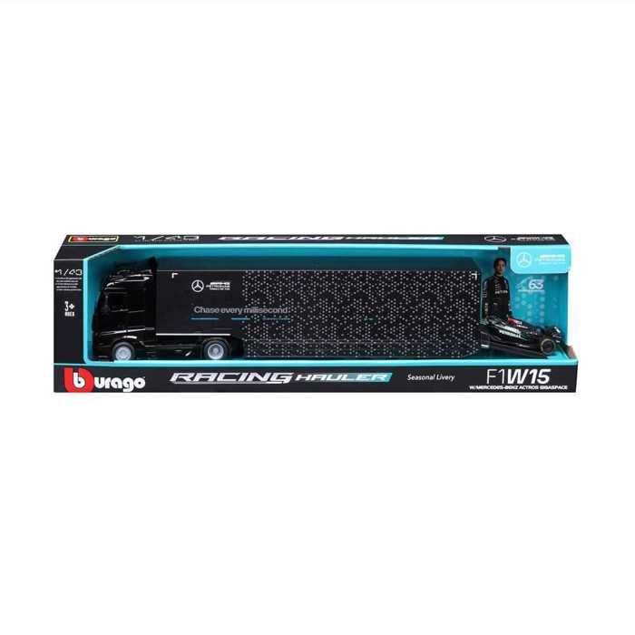 Set transporteur de course BBURAGO Mercedes-AMG W15 multicolore Set transporteur de course BBURAGO Mercedes-AMG W15 multicolore