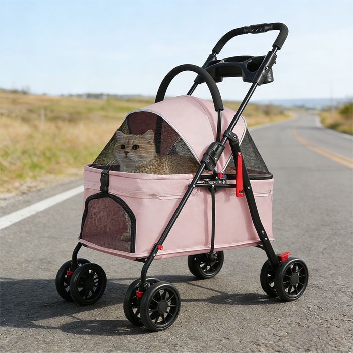 Comparer les prix de SUPFINE Poussette pour Animaux 3 en 1 pour Chiens et Chats de Petite et Moyenne Taille 34 × 60 × 97 cm Supporter 15kg Rose