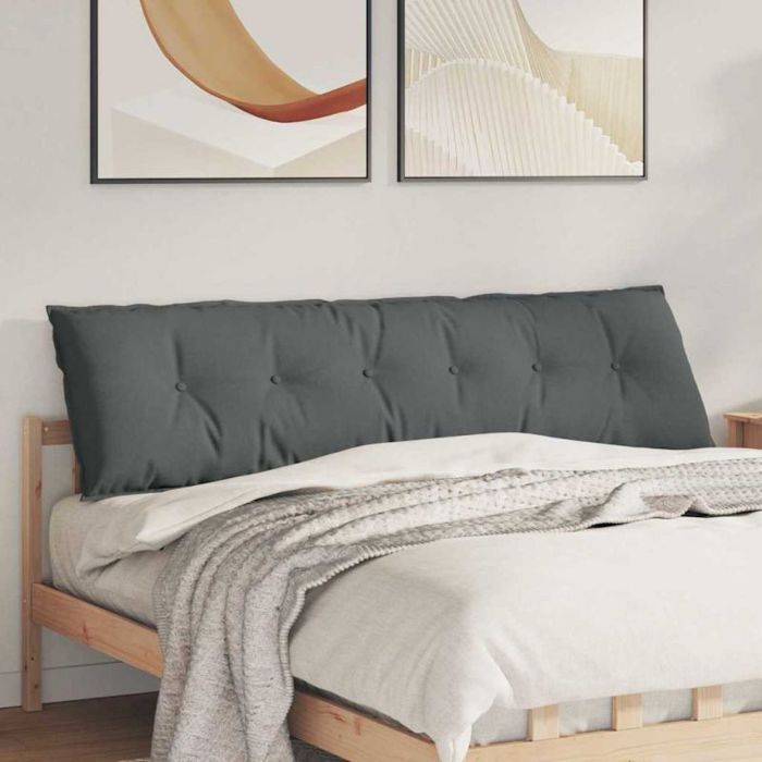 VIDAXL Coussin de dos rectangulaire 180 x 19 x 50 cm - Gris foncé polyester housse amovible
