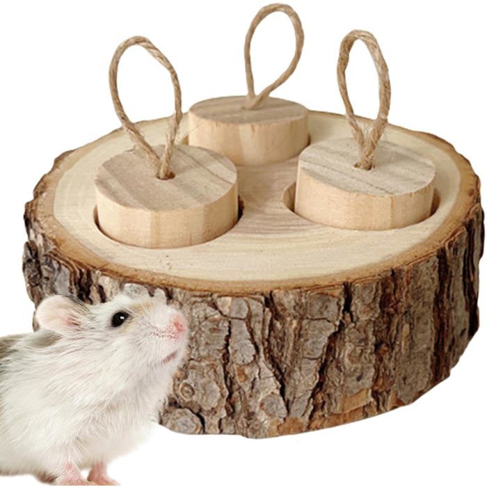 Jouets interactifs en bois pour lapins et hamsters - Jouets de recherche de nourriture pour hamsters et lapins - Jouets en bois