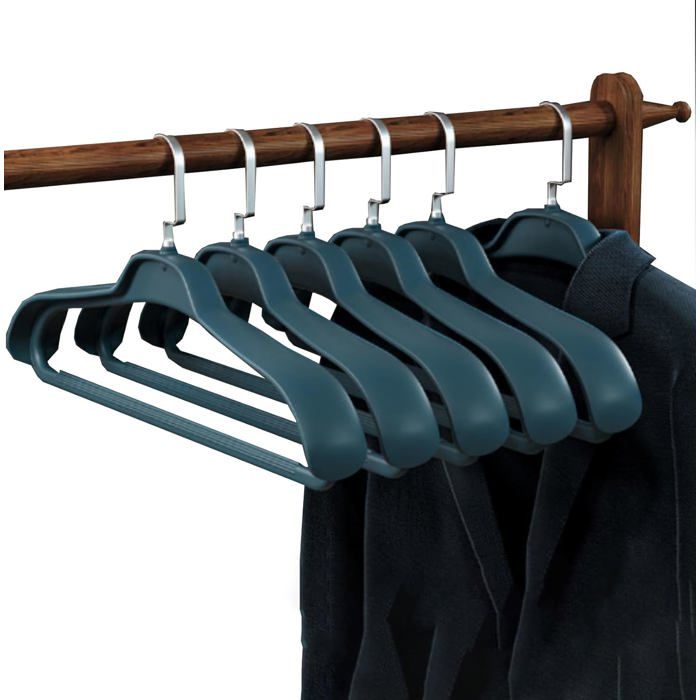 Lot de 10 cintres plastique épaules larges extra-épais antidérapants peu encombrants pour vestes/manteaux Label
