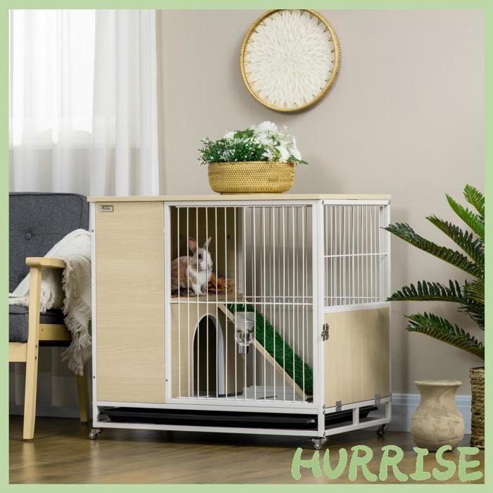 Comparer les prix de Cocosity Cage À Lapin Clapier Sur Roulettes Toit Ouvrant Plates-Formes Avec Plateau Amovible 78 X 525 X 765 Cm Naturel