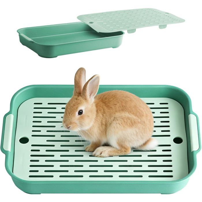 1 Bac à litière Plastique Grille amovible Bord lisse Vert Pour lapin hamster cochon dInde .