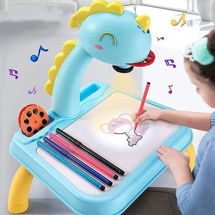KETIEE Projecteur de dessin licorne pour enfants de 5 à 7 ans : projecteur intelligent de traçage et de dessin pour enfants avec joli look licorne et 96 pochoirs, jouets pour tout-petits