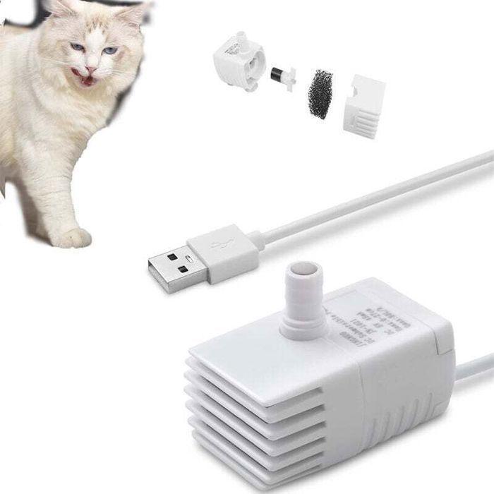 Pompe de remplacement pour fontaine à chat - USB ultra-silencieuse - Réglable - Submersible - 18 L et 22 L HBCL