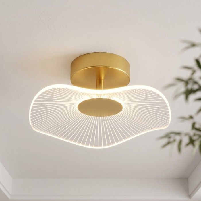 Plafonnier en acrylique en forme de feuille Ø18CM - WOTTES - 1 x Lampe de Plafond Style scandinave créatif - 7W Blanc chaud