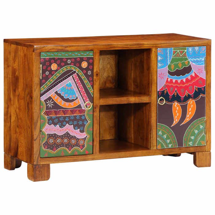 Elegant Buffet multicolore 90 x 35 x 60 bois massif dacacia - Meuble de salon(1parcel)111907