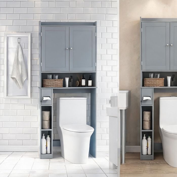 Armoire A Pharmacie en MDF Gris 80 x 19.5 x 170 cm - Gris MDF 80 x 19.5 x 170 cm Ref XE8ORP