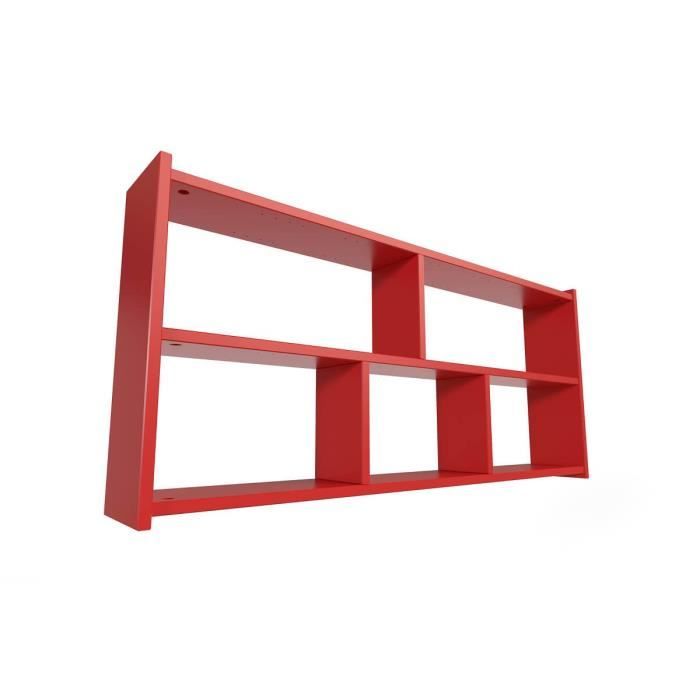 étagère abc meubles pour lit mezzanine en bois massif, largeur 160 cm, rouge