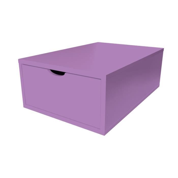 cube de rangement profondeur 75 cm + tiroir bois - couleur - lilas
