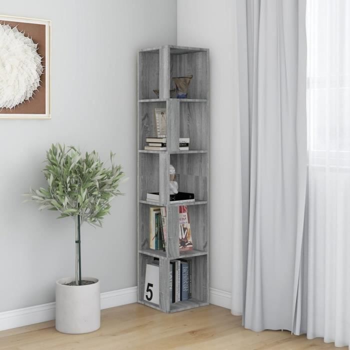 Armoire dangle - ALOMEJOR - Sonoma gris - 33x33x1645 cm - Bois dingénierie - 5 compartiments