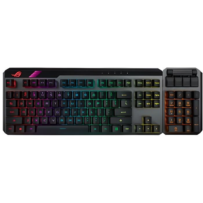 Clavier gamer sans fil – ASUS – ROG Claymore II – Rétroéclairé – Pavé numérique amovible – Mécanique optique
