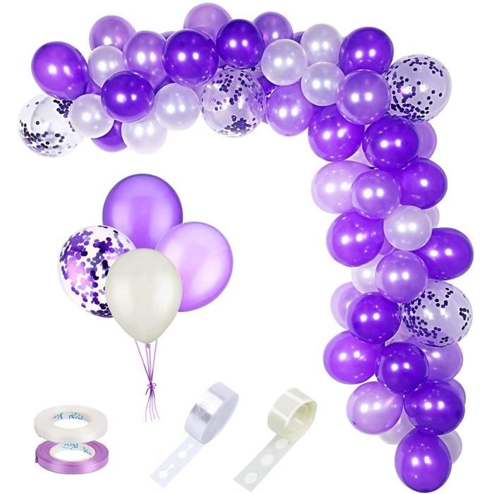 Lot De 72 Ballons En Latex Lavande Avec Clips Et Ruban De Curling - Pour Fête, Neuf
