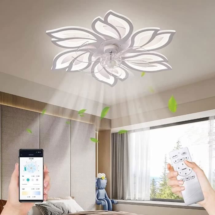 Lustre A Led Fans Ventilateur De Plafond Avec Telecommande Silencieux Dimmable Vitesse Du Vent Réglable Éclairage Fan Lampe Po[448]