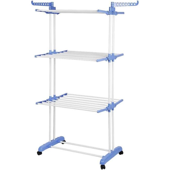 Séchoir à Linge Pliable à 8 Niveaux, Tour De Séchage, Métal, Plastique