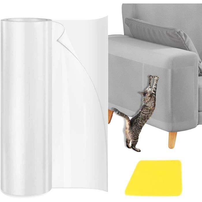 Protection Canape Chat Anti Griffe 20cm*500cm Transparent Autocollant Rouleau Protecteur de Rayure Chat, Protecteurs Anti-Griffes