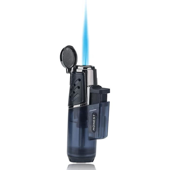 Briquet à triple jet, briquet au butane réglable, coupe-vent, rechargeable, briquet à gaz