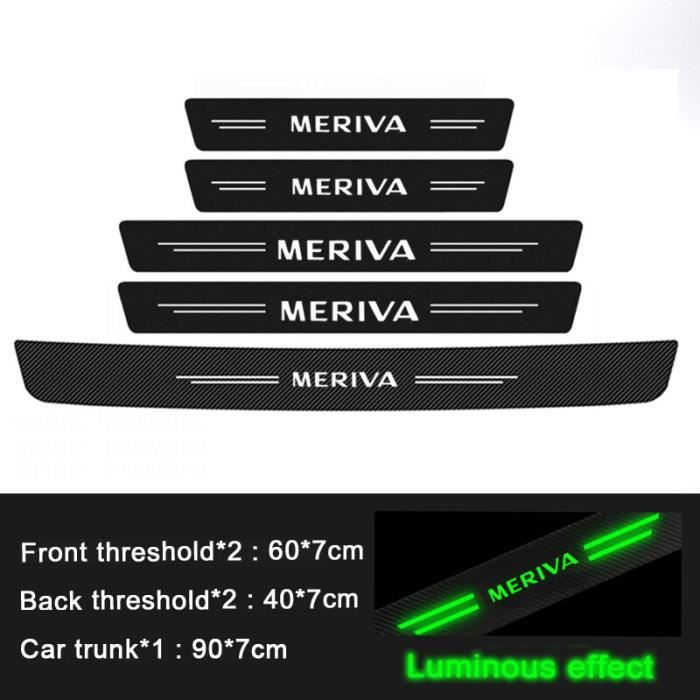 Autocollants de seuil de porte Shoous pour Opel Meriva,emblème de style de voiture,anti-coup de pied,rayures,fibre - 5pcs[D52837]