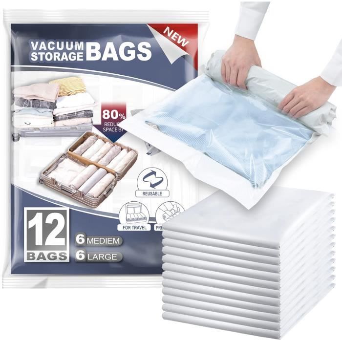 Sac Sous Vide Roul La Main 12 Pcs Sac De Compression Sous Vide Reutilisable Housse De Rangement Pour Couvertures Couet u731