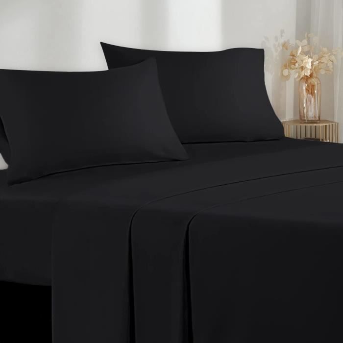 Parure De Lit 4 Pièces 160x200 - Housse De Couette Zip + Drap Housse + 2 Taies | Gris Moderne Et Doux