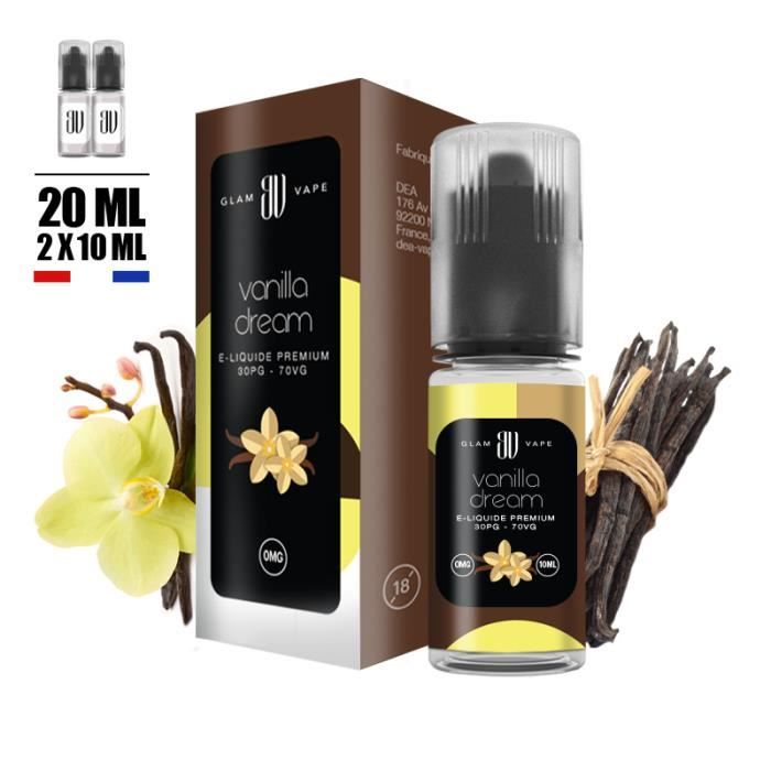E-liquide pas cher - 20 ML saveur VANILLA DREAM avec 18MG de nicotine -  Marque GLAM VAPE - (2 fioles de 10ML) - Cdiscount Au quotidien