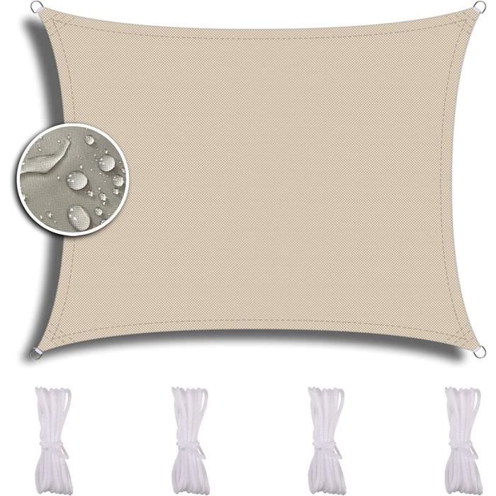 Voile D'ombrage Jardin 0.7x2 M Rectangulaire - Résistante Aux Intempéries, Protection UV 98%, Blanche, Avec Kit De Fixation - 6