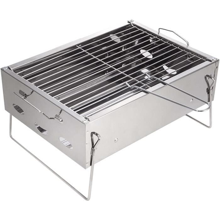Barbecue Au Charbon De Bois Pliant Portable, Grille De Cuisson En Acier Inoxydable Pour Barbecue
