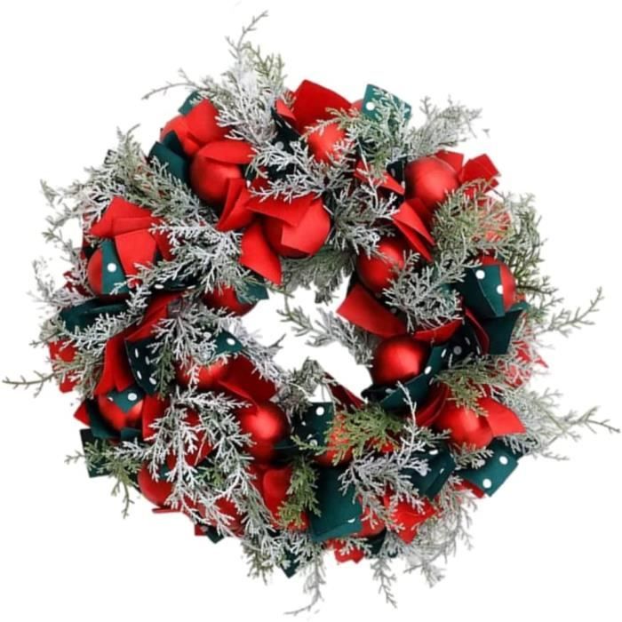 Couronne de Noël porte d'entrée branches artificielles balles rouges