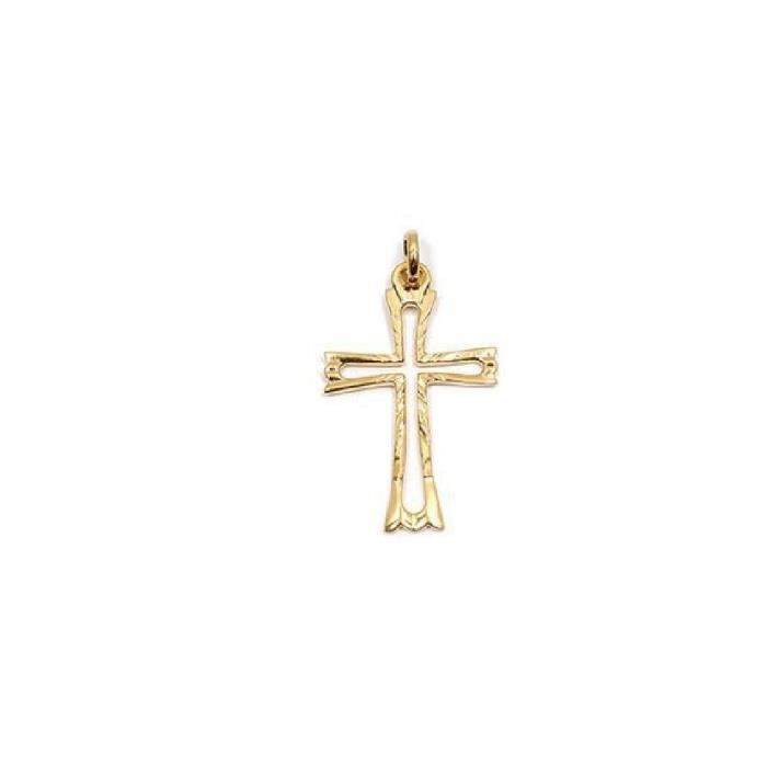 Pendentif Croix Latine Plaqué Or 750/000 - Garanti Sans Nickel, Idéal Mixte
