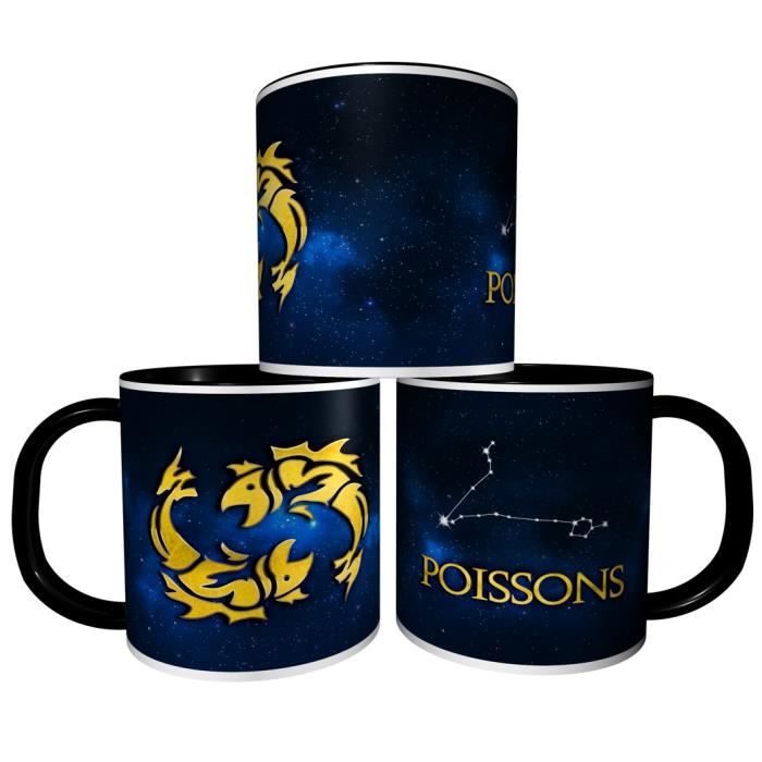 Mug Tasse à Café Personnalisé Signe Du Zodiaque Poissons - 325 Ml, Céramique, Fabriqué En France