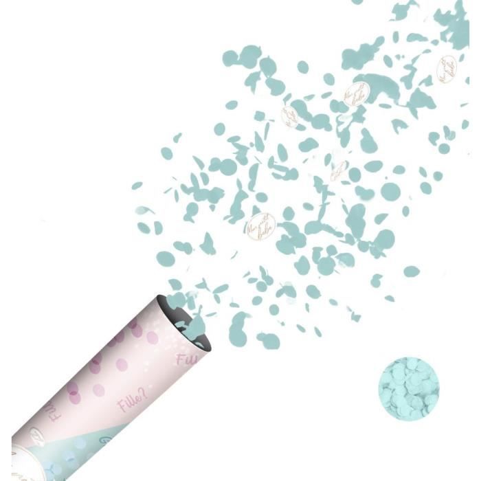 Décoration Fête Gender Reveal Baby Shower Canon à Confettis Bleu (Garçon)