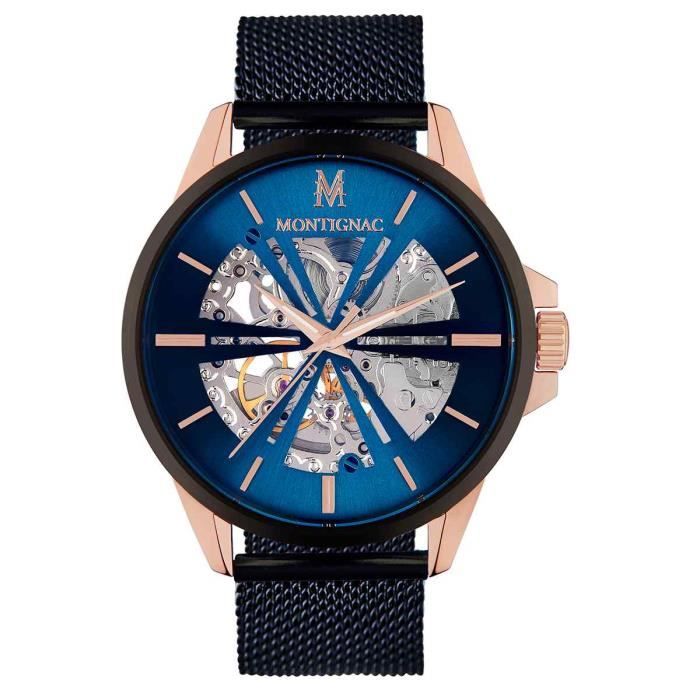 Montre - MONTIGNAC - Modèle Homme - Acier - Bleu - Analogique Montre - MONTIGNAC - Modèle Homme - Acier - Bleu - Analogique