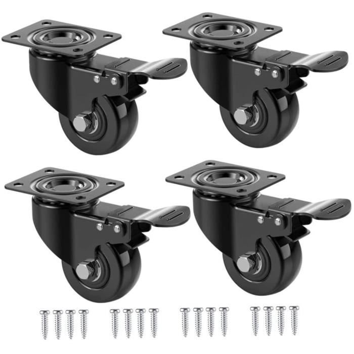Kit Lève-Meubles 4 Pièces - Capacité 408kg - Roues Freins - Pied De Biche Inclus - Pour Déplacer Facilement