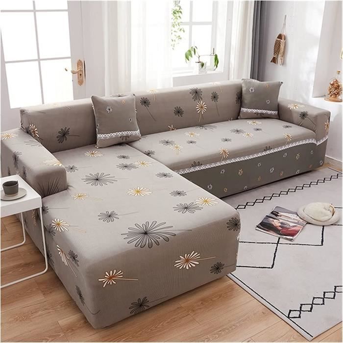 TUCVZVO Housse De Canapé Extensible 1-4 Places - Antidérapante, Protection Angle L, Gris Foncé, 70x150cm